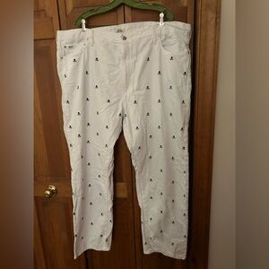Polo Ralph Lauren Men’s 46Bx32 Cotton Pants Blue Embroidered Skull & Crossbones